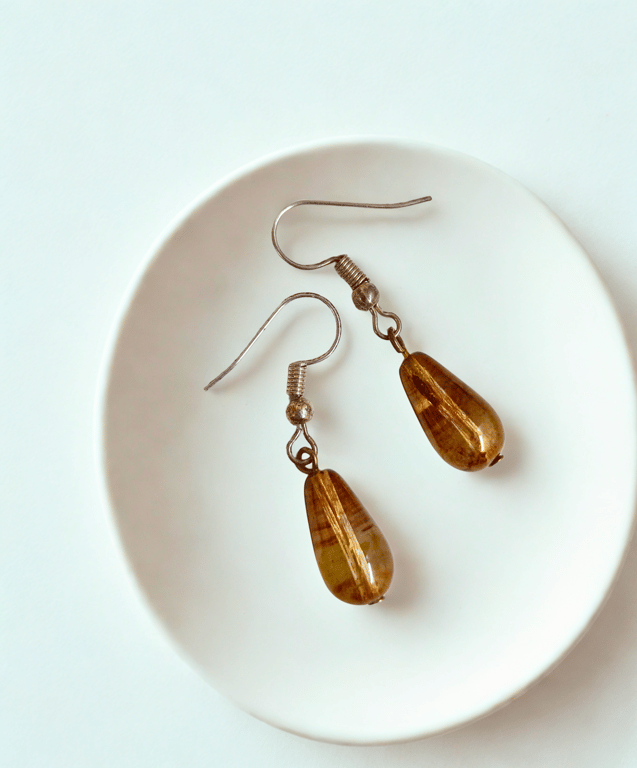 Smoky Honey Drop Earrings