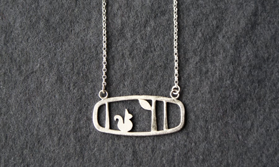 Edge of the woods landscape squirrel necklace