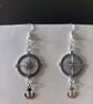 Silver nautical compass and anchor charm dangle earrings  - Image 2