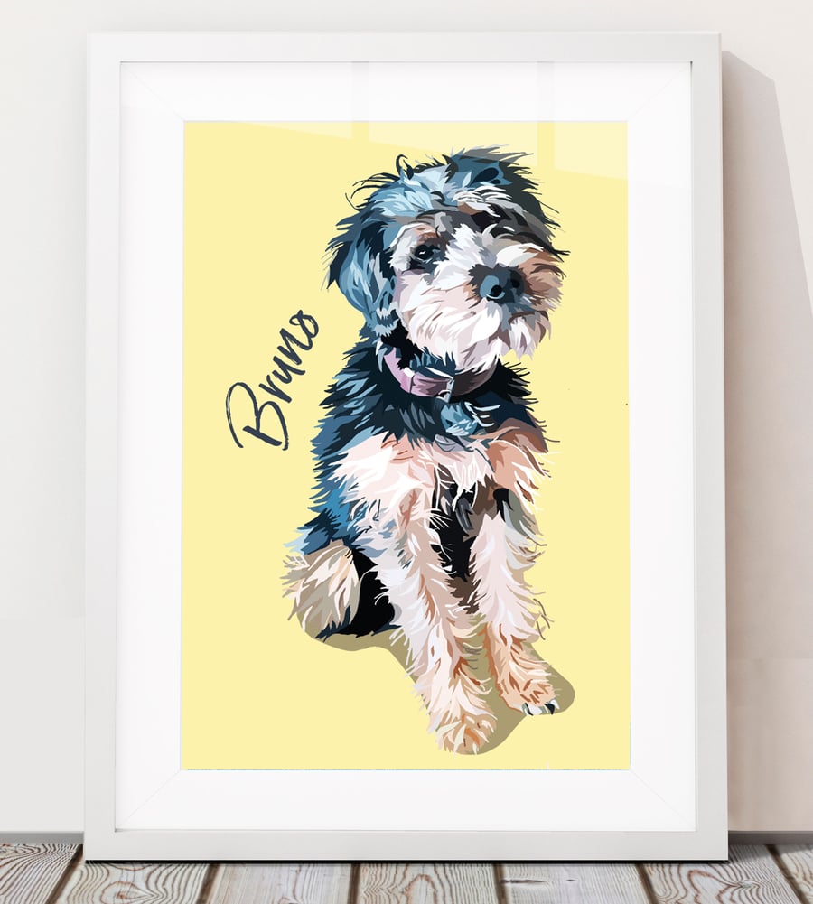 Custom hand-drawn pet illustration of a single pet - bespoke pet portrait