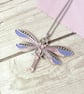 Lilac and pink dragonfly pendant, handpainted necklace for women - Image 4
