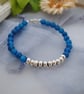 Agate (deep teal) & silver colourblock bracelet - Image 2
