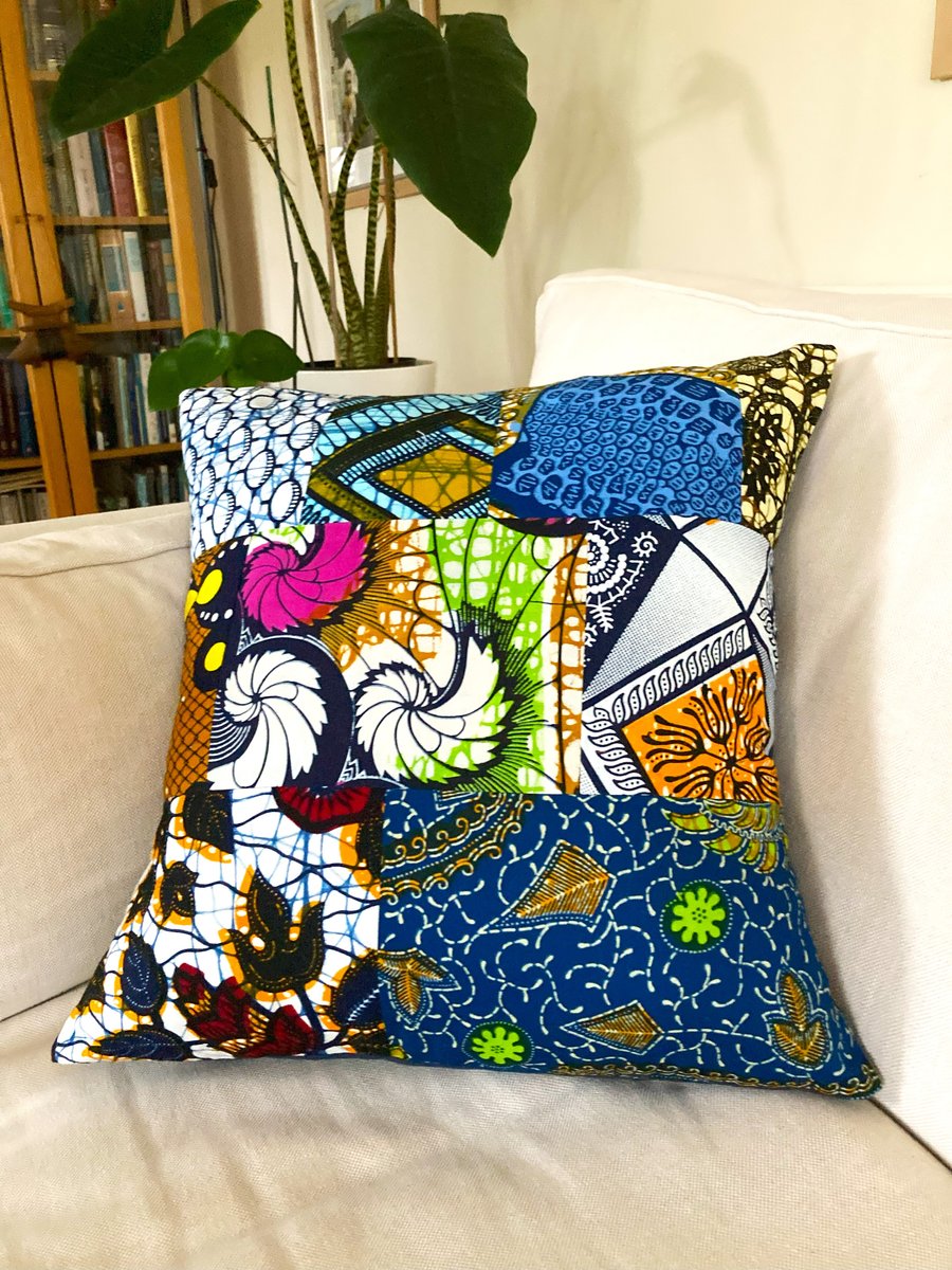 African fabric patchwork cushion cover