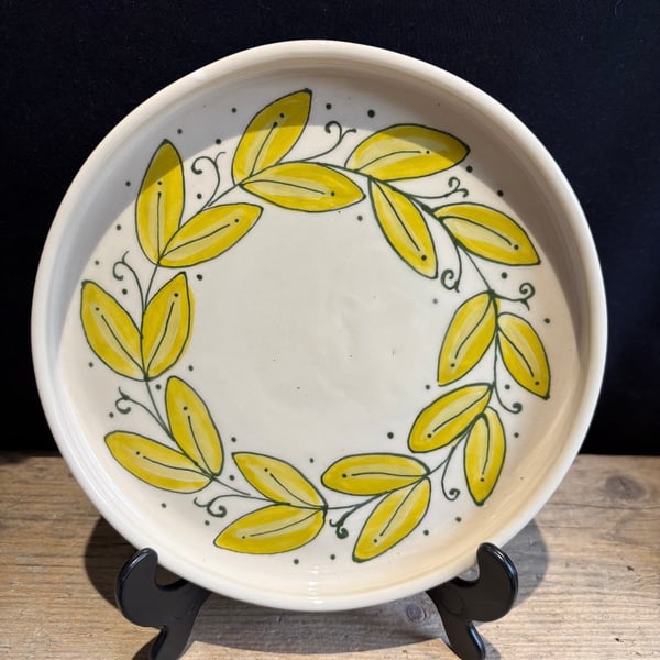 Perfectly Imperfect Wreath of Leaves wheelthrown plate