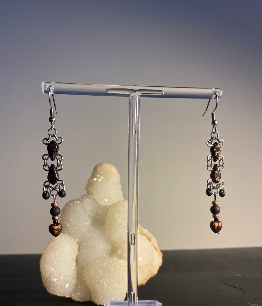 Sufina - Black & Copper Earrings 