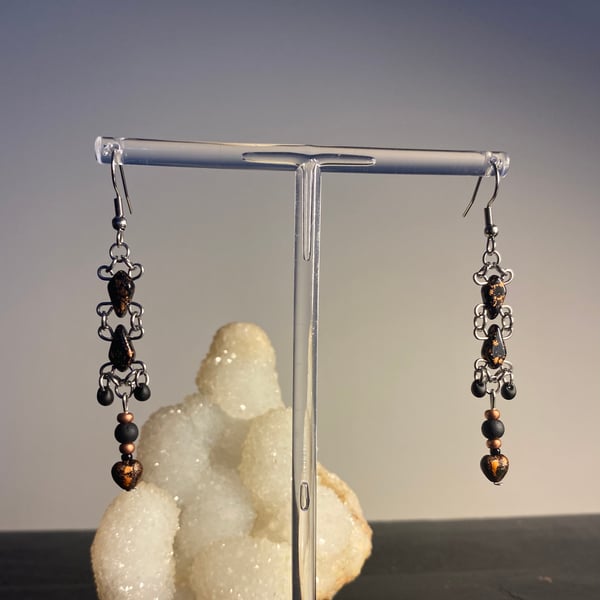 Sufina - Black & Copper Earrings 