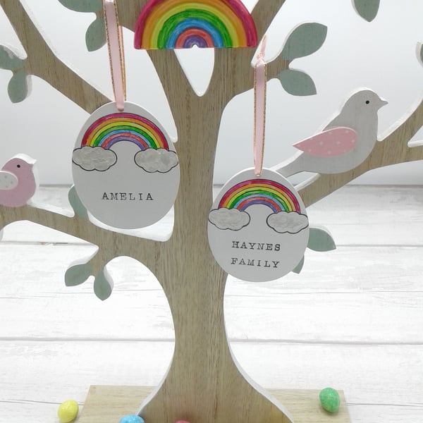 Easter decorations. Ceramic. Personalised. Free ceramic rainbow.