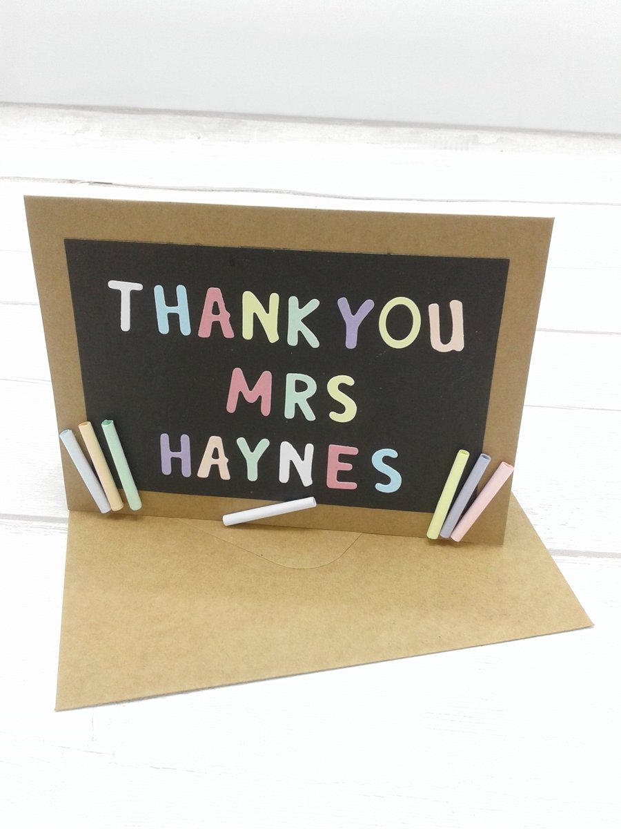 Teacher thank you card. Personalised. Teachers. Teaching Assistants. Nursery.