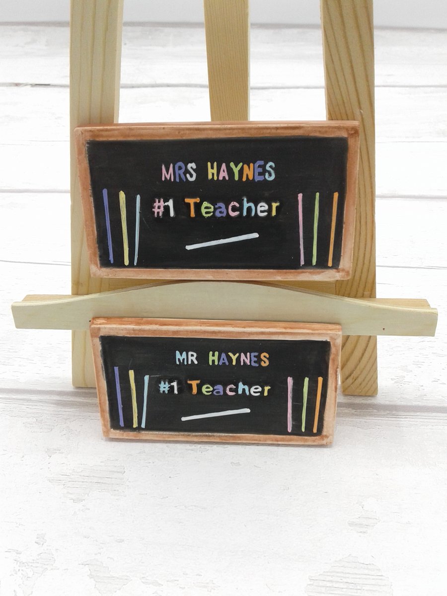 Teacher thank you gift. Personalised ceramic fridge magnet.