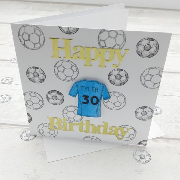 Football birthday card. Personalised birthday card. 