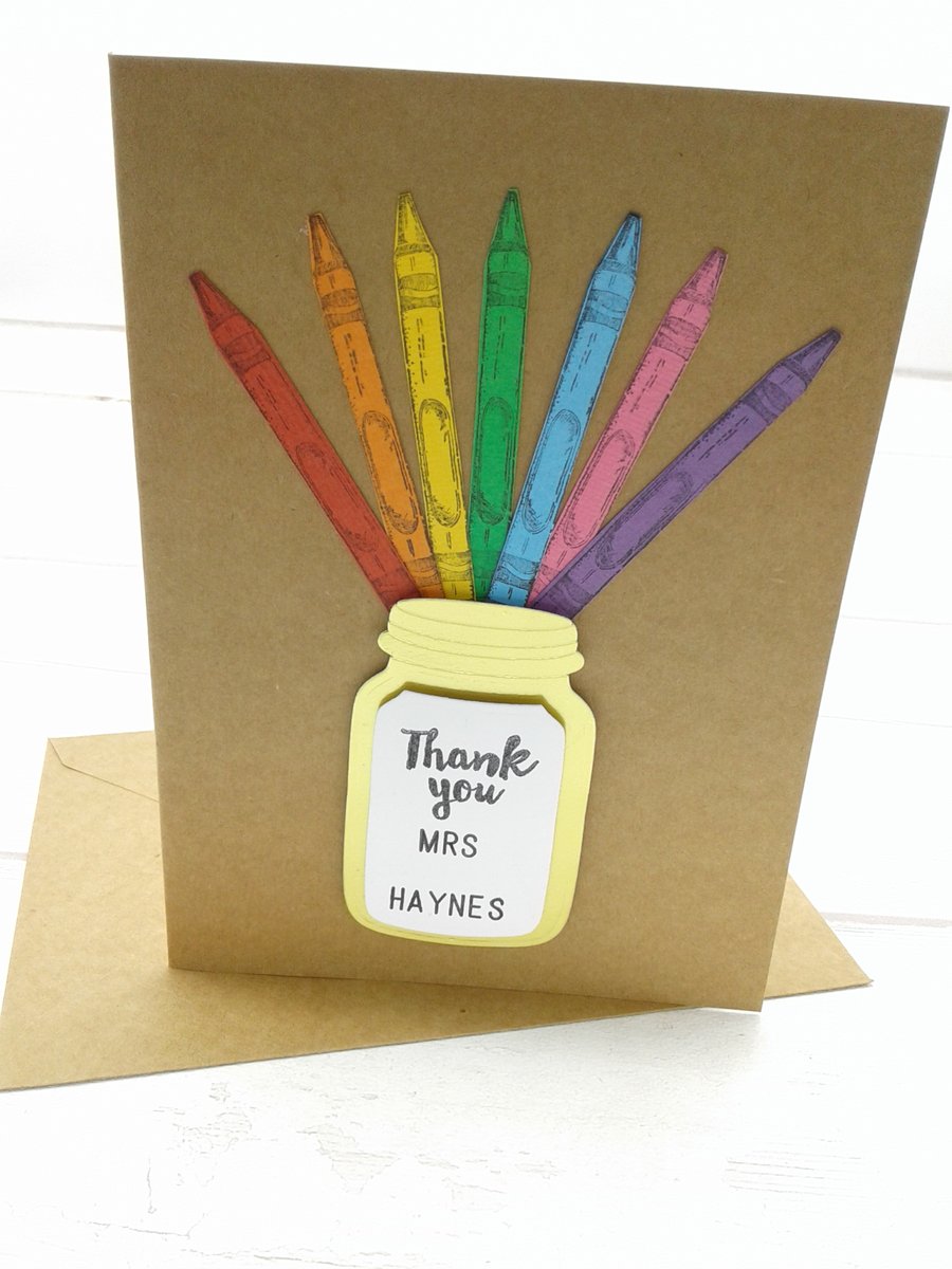 Teacher thank you card. Personalised. Teaching Assistants. Nursery staff.