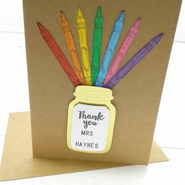 Teacher thank you card. Personalised. Teaching Assistants. Nursery staff.