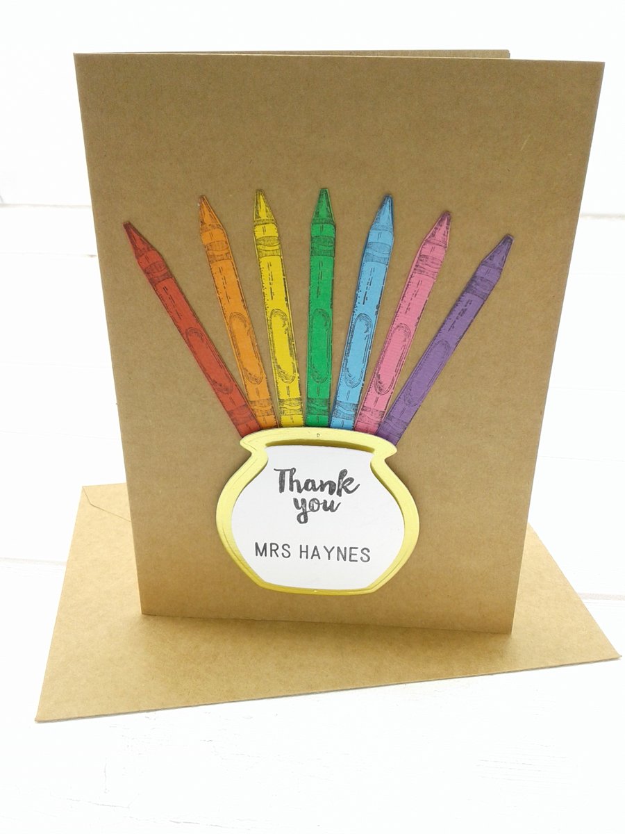 Thank you teacher card. Personalised. Teaching Folksy