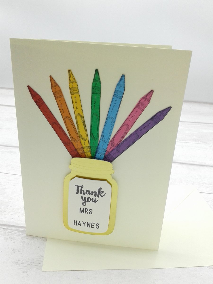 Teacher thank you card. Personalised. Teaching Assistants. Nursery staff.