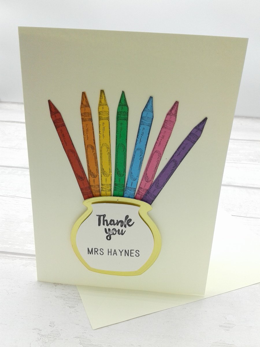 Teacher thank you card. Personalised. Teaching Assistants. Nursery staff.