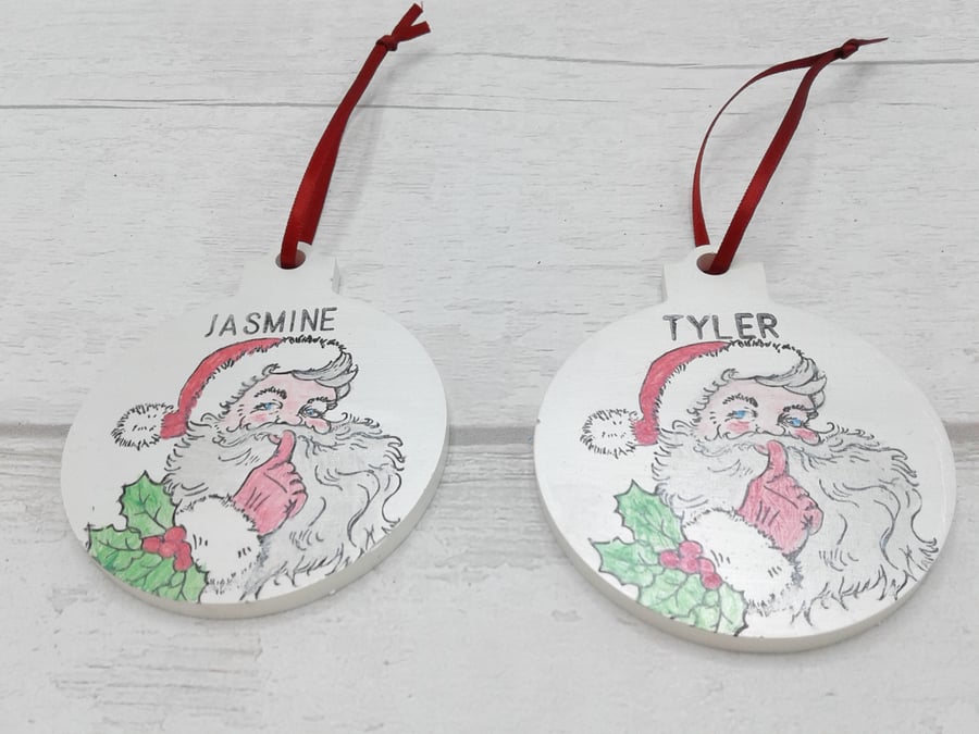 Personalised Christmas decoration. Ceramic bauble. Christmas keepsake.
