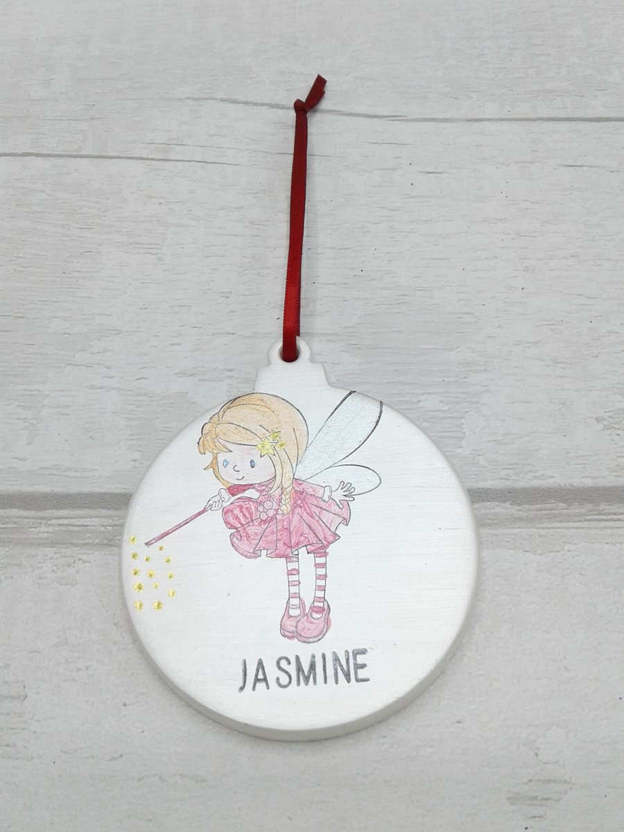 Personalised Christmas decoration. Ceramic. Fairy. Christmas tree decoration.