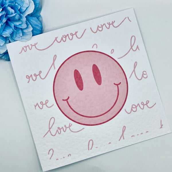 Smiley Face Raver Valentines Anniversary Thinking of you Birthday Card