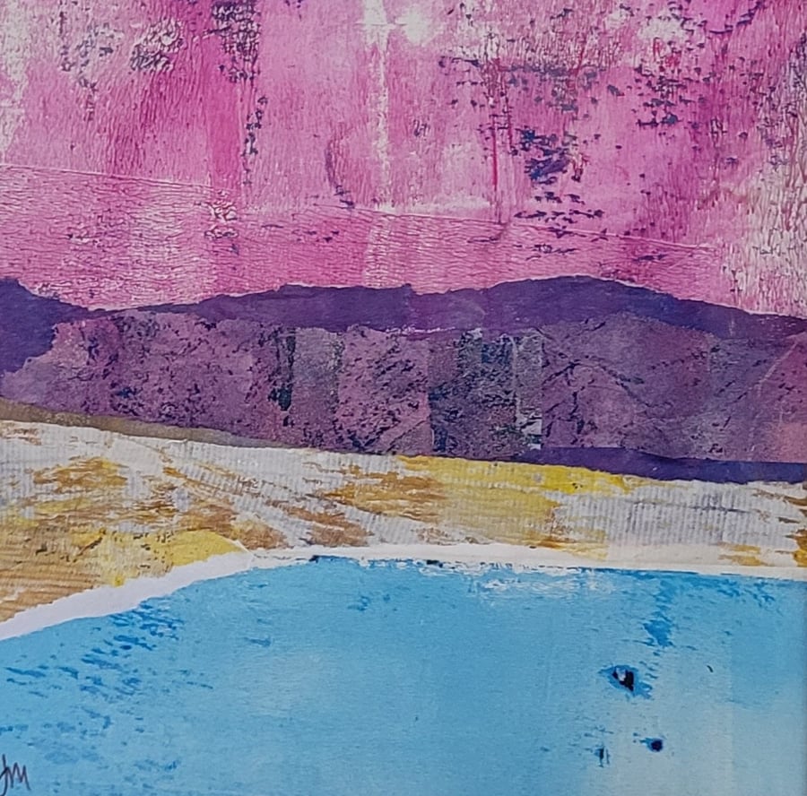 "Pink cliffs"  original abstract landscape  collage
