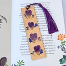 Pressed Flower Wooden Bookmark, Geranium Petals