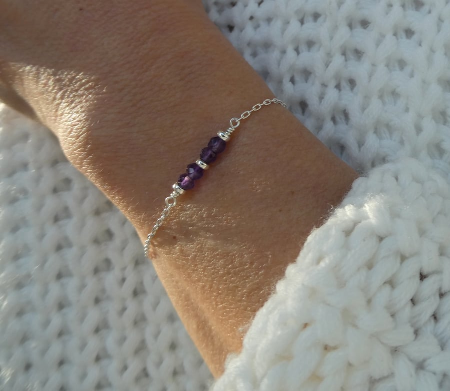 Sterling silver amethyst gemstone bracelet