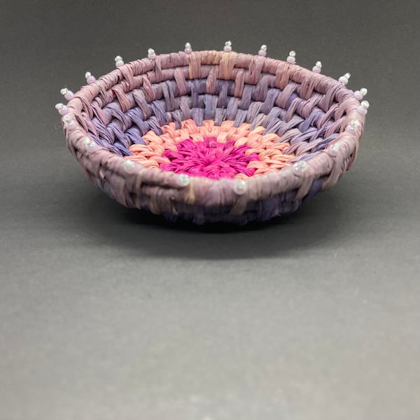 Beaded Raffia Basket