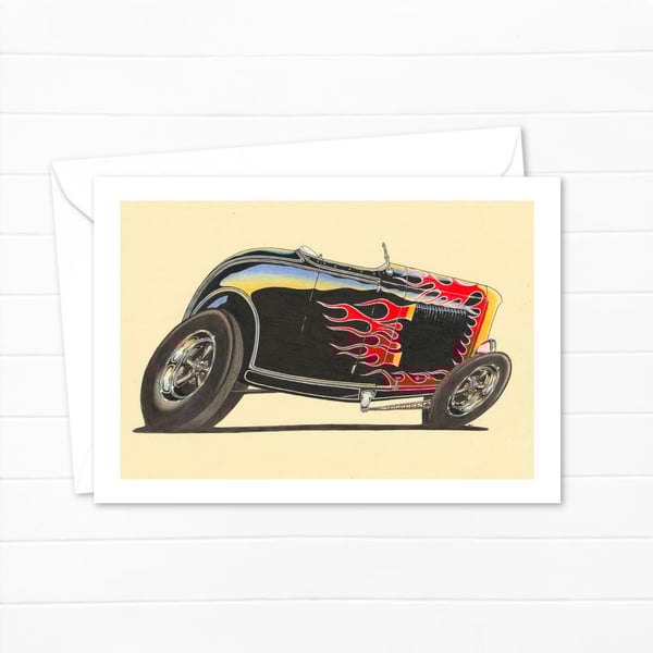 Roadster Greeting Card: Detailed Hand Drawn Illustration for a Car Lover (409)