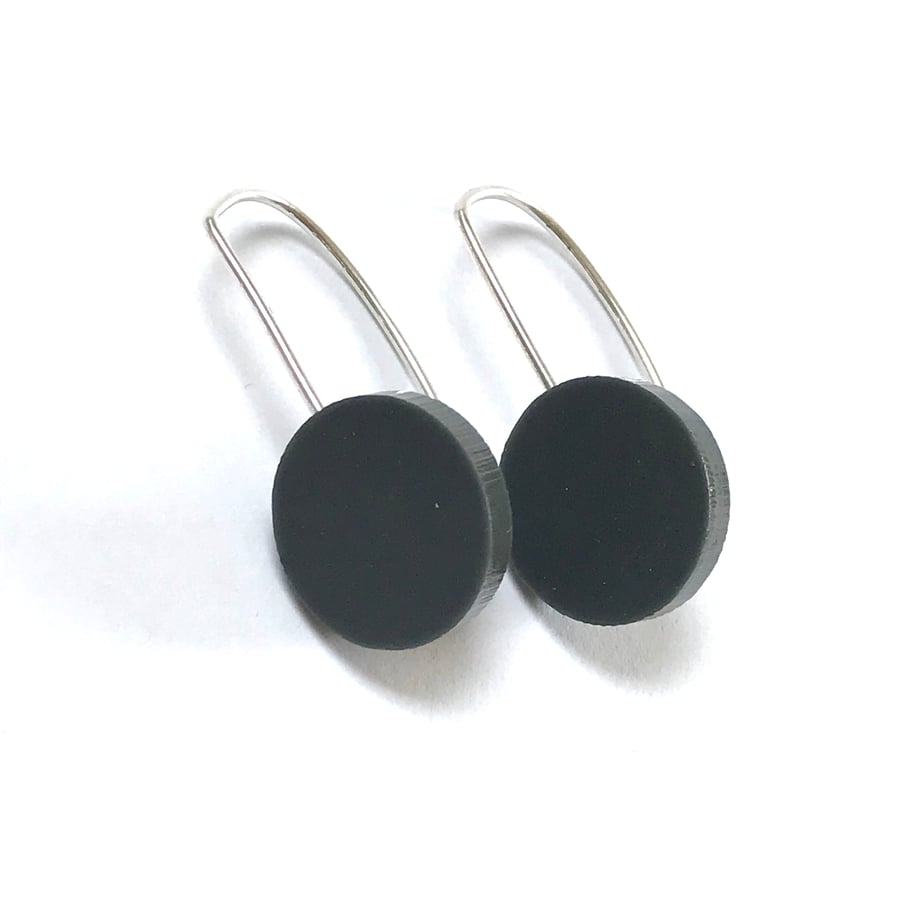 Wee Circle Earrings - Slate Grey
