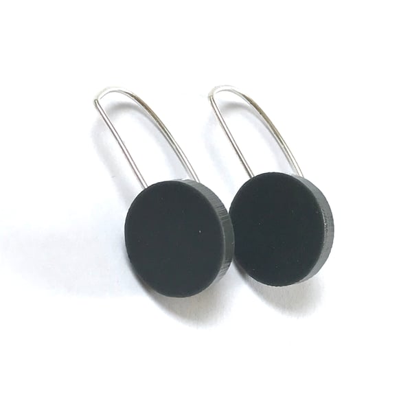 Wee Circle Earrings - Slate Grey