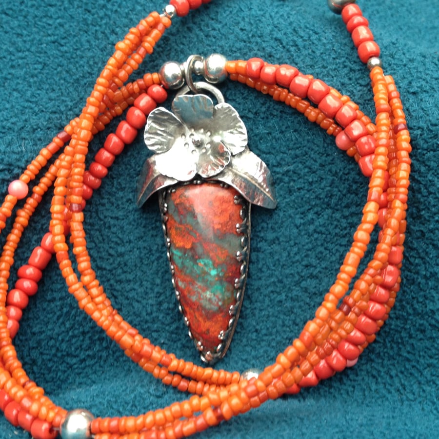 Sonoran Sunrise and Coral necklace