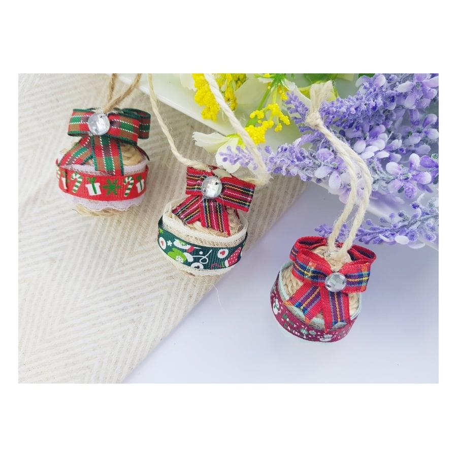 A set of 3 Christmas Baubles for Christmas Tree Decorations (SMALL, 3 cm)