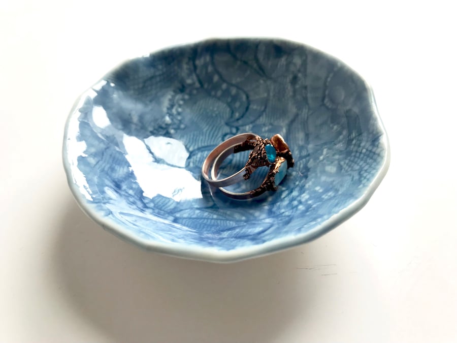 Blue Porcelain Trinket Dish