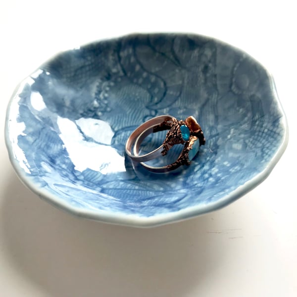 Blue Porcelain Trinket Dish