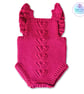 Raspberry pink crochet baby romper. Bobble stitch romper. Age 0-3 months - Image 9