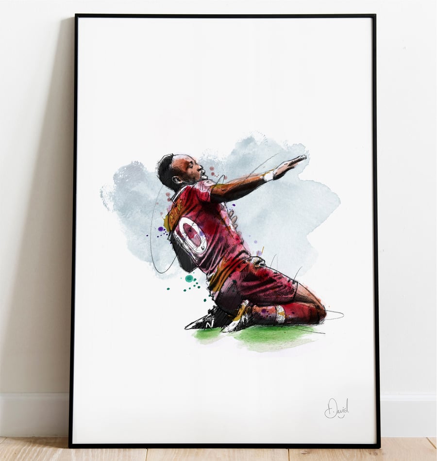 Sadio Mane Art Print, Liverpool FC Drawing, Liverpool FC Illustration, Soccer Wa