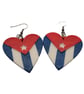 Cuban flag earrings, love Cuba,loveheart jewellery, caribbean queen,hand painted - Image 2