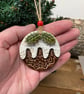 Ceramic Christmas pudding decoration with holly detail - Image 3