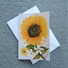 sunflower original art hand painted blank greetings card ( ref F 256 )