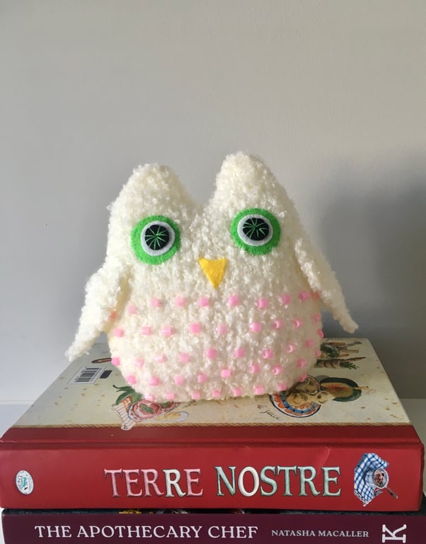 Hand made white  small  owl  ornament