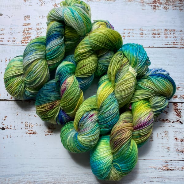 Hand dyed sock yarn 4ply Merino Nylon 100g Nymph