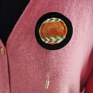 Dorset 'Singleton' Button pin brooch made with silk fabric