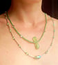 Green Quartz Pendant Necklace and Matching Bracelet Set Handmade Green 