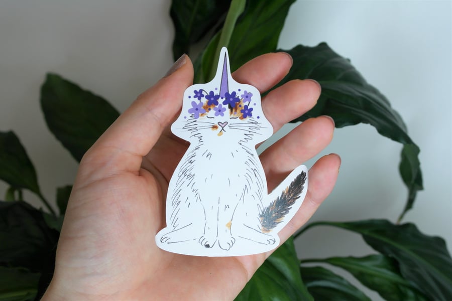 Caticorn large recyclable sticker