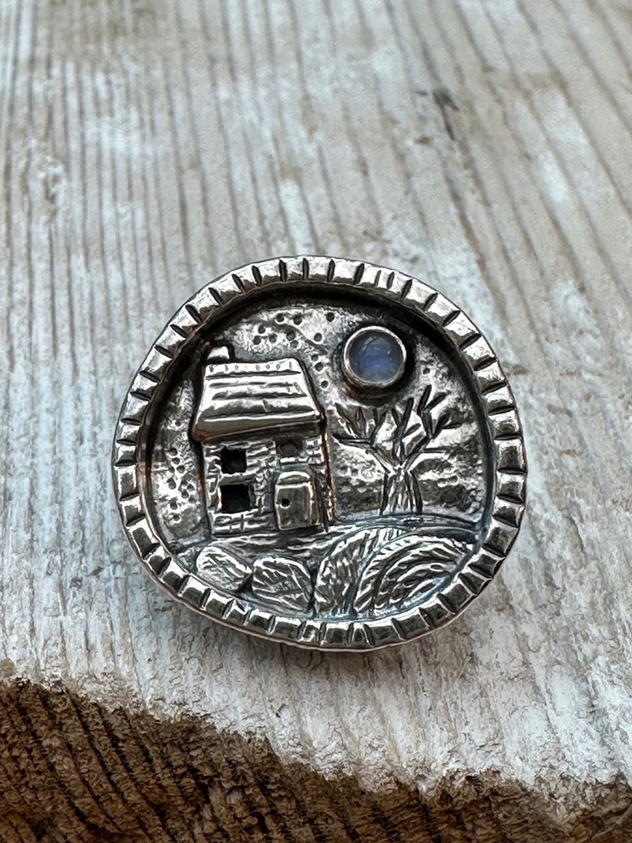 Moonstone Cottage Silver Brooch