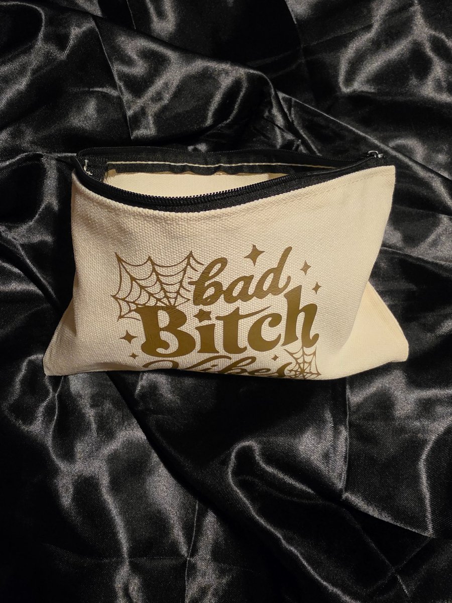 Bad Bitch Vibes makeup, stationery canvas zip pouch
