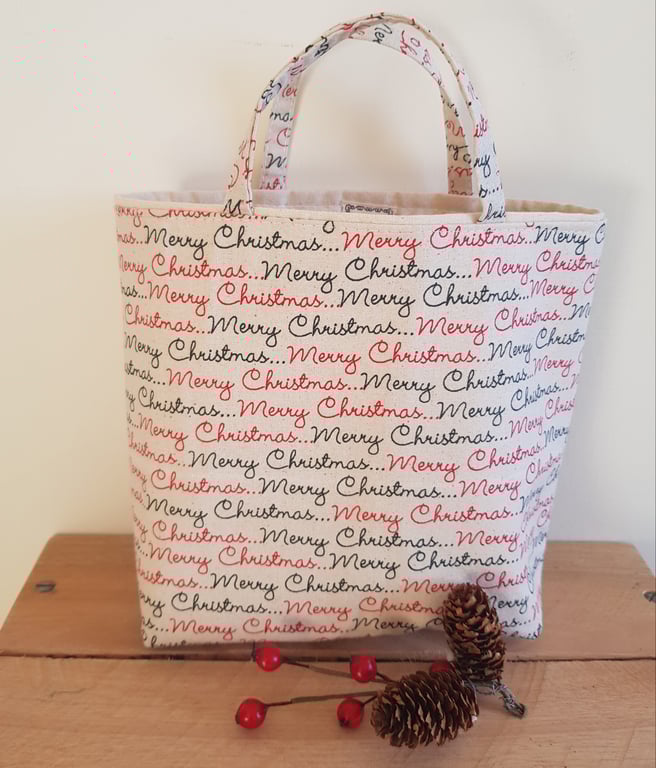 Reusable fabric gift bag: Merry Christmas