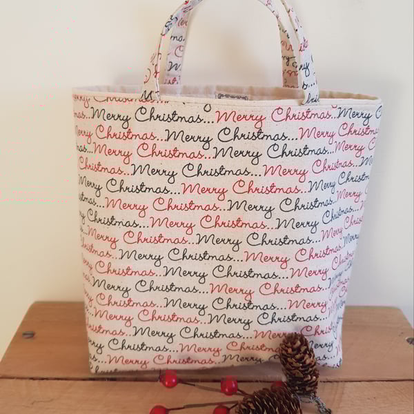 Reusable fabric gift bag: Merry Christmas