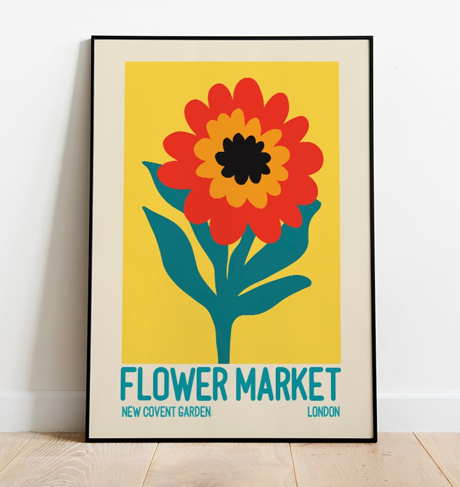 Covent Garden Flower Market Art Print, London Gallery Wall Print, Home decor