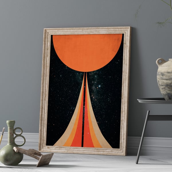 Sci-Fi Art Print, Retro Space Age Art Poster, Outer space Wall Art