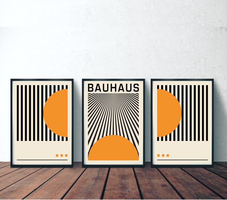 Set of 3 Bauhaus Art Prints, Gallery Wall Prints, Bauhaus Set of 3 Art Posters